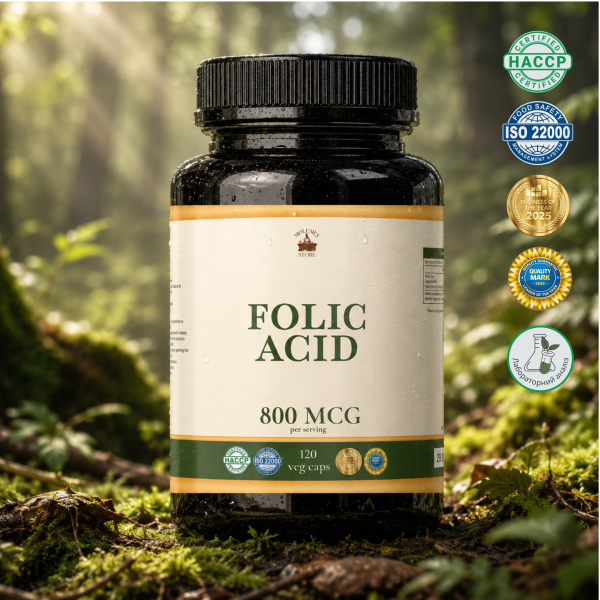 Фолієва Кислота (Folic Acid) 0,4мг - 120 капсул по 500мг