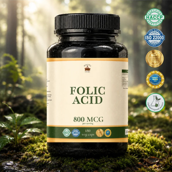 Фолієва Кислота (Folic Acid) 0,4мг - 180 капсул по 500мг