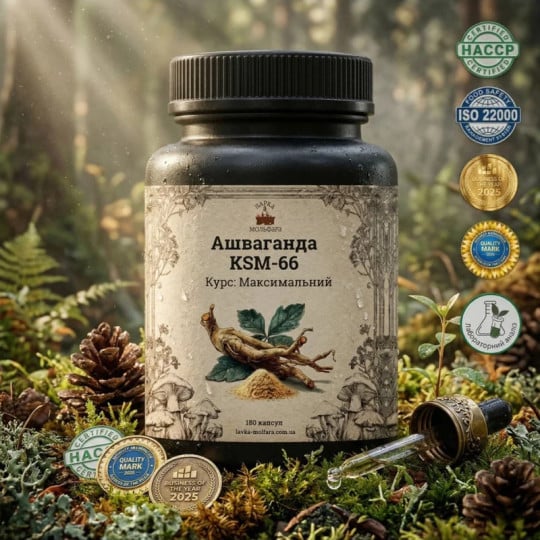 Ашваганда KSM-66 (Ashwagandha KSM-66) - 180 капсул по 500мг