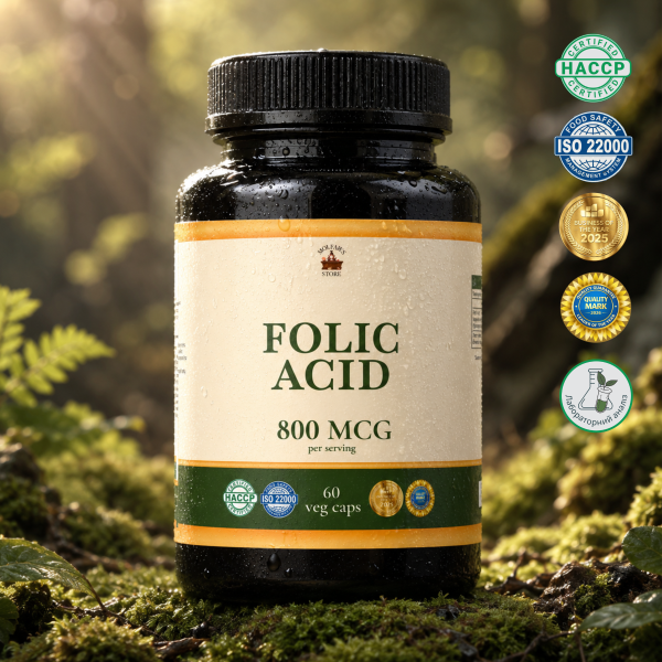 Фолієва Кислота (Folic Acid) 0,8мг - 180 капсул по 500мг