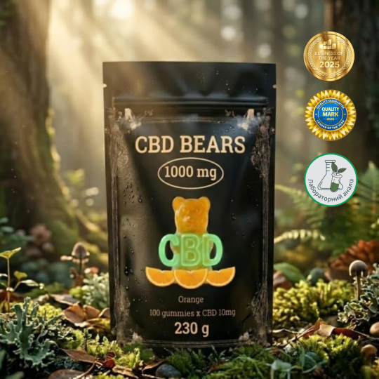 CBD (КБД) Желейні Ведмедики 1000 мг (Апельсин) - 100 штук