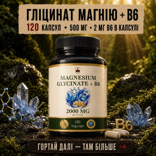 Магний глицинат + витамин B6 (хелат бисглицинат) — 120 капсул по 500мг