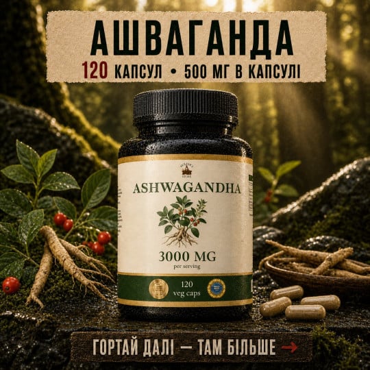 Ашваганда (Ashwagandha) — 120 капсул по 500мг