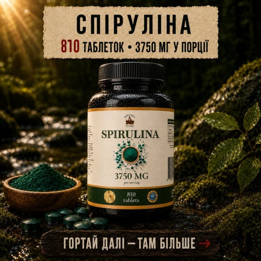 Спіруліна у Таблетках - Суперфуд для Збереження Здоров'я 810 таблеток