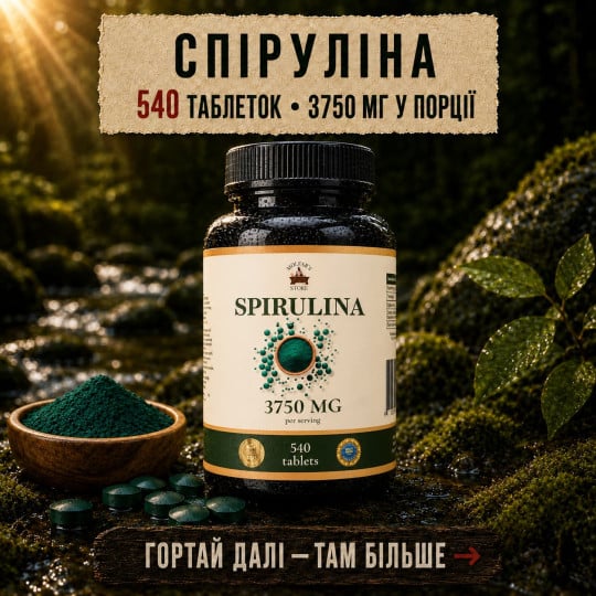 Спіруліна у Таблетках - Суперфуд для Збереження Здоров'я 540 таблеток