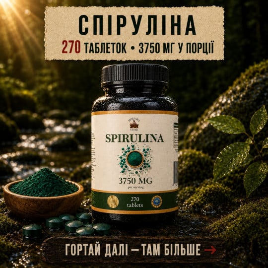 Спіруліна у Таблетках - Суперфуд для Збереження Здоров'я 270 таблеток