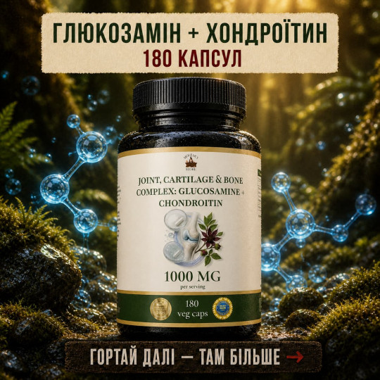 Глюкозамин + Хондроитин двойной силы — комплекс для суставов, 180 капсул по 500 мг