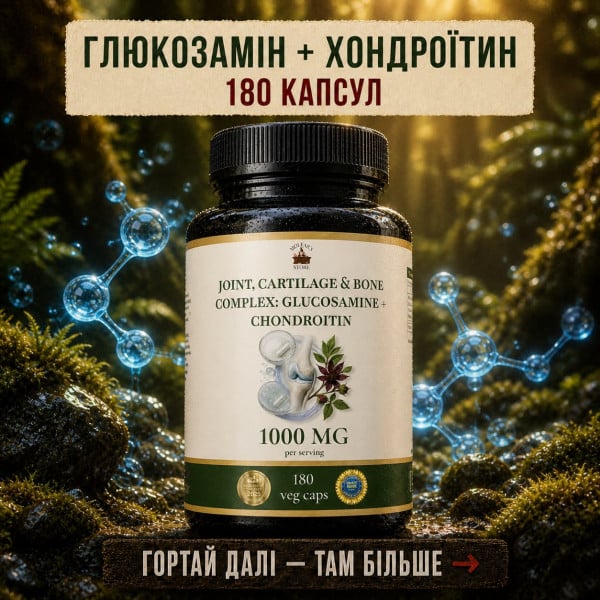 Глюкозамин + Хондроитин двойной силы — комплекс для суставов, 180 капсул по 500 мг