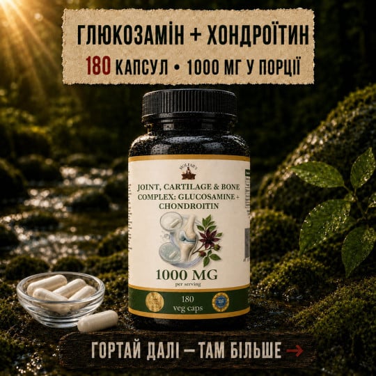 Глюкозамін + Хондроїтин подвійної сили - комплекс для суглобів 180 капсул по 500мг