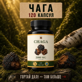 Гриб Чага у капсулах - 120 капсул по 500мг