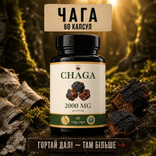 Chaga mushroom capsules - 60 capsules of 500 mg