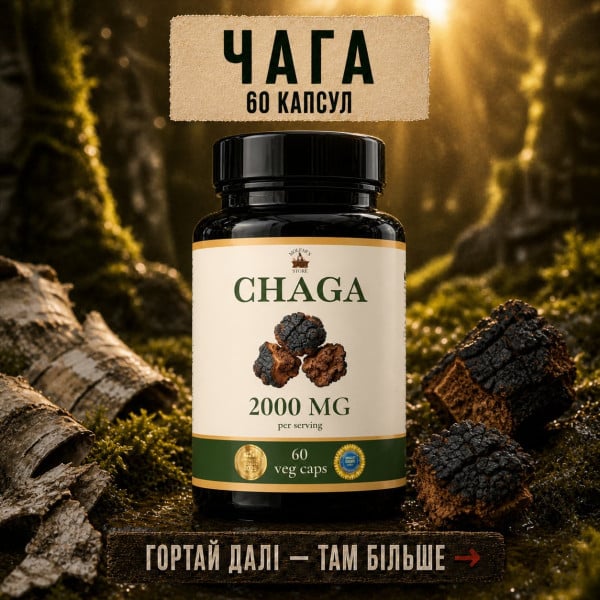 Чага в капсулах — 60 капсул по 500 мг