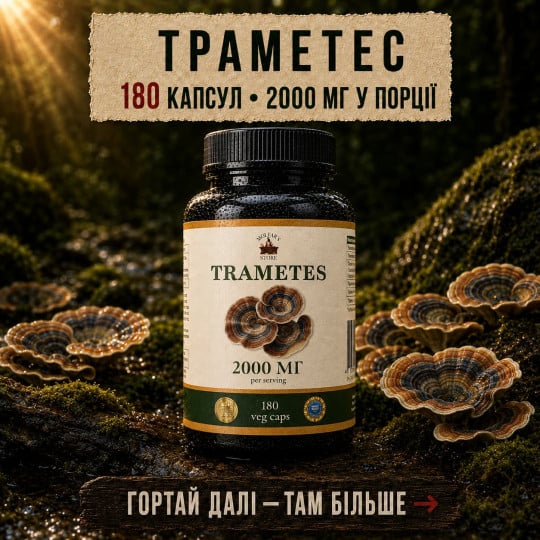 Гриб Траметес у капсулах - 180 капсул по 500мг