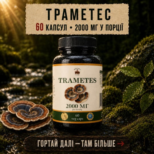 Гриб Траметес у капсулах - 60 капсул по 500мг