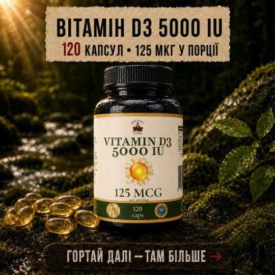 Вітамін Д3 - Вітамінний комплекс для всіх систем організму 120 капсул по 500мг