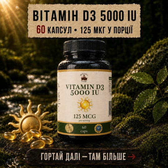 Вітамін Д3 - Вітамінний комплекс для всіх систем організму 60 капсул по 500мг