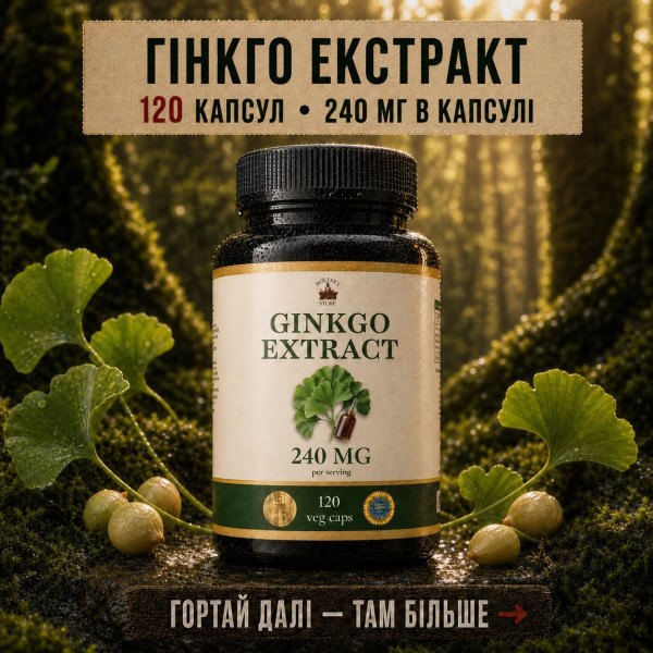 Гинкго Билоба (Ginkgo Biloba 240 мг) — 120 капсул по 500 мг