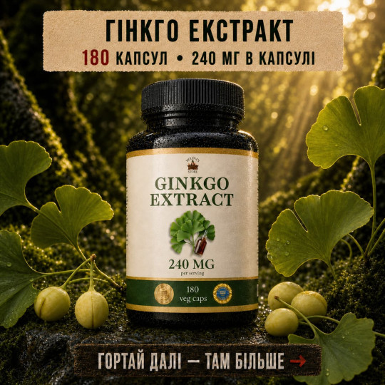 Гинкго Билоба (Ginkgo Biloba 240 мг) — 180 капсул по 500 мг