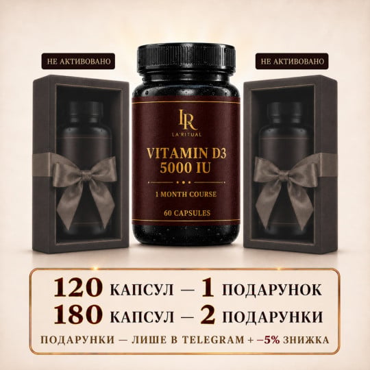 Вітамін Д3 - Вітамінний комплекс для всіх систем організму 60 капсул по 500мг La Ritual