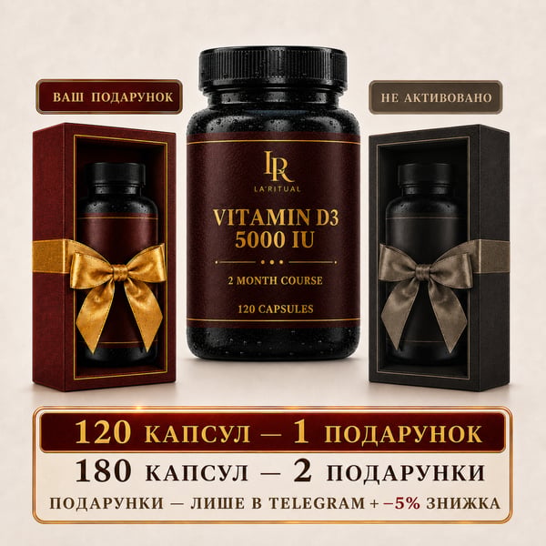 Вітамін Д3 - Вітамінний комплекс для всіх систем організму 120 капсул по 500мг La Ritual