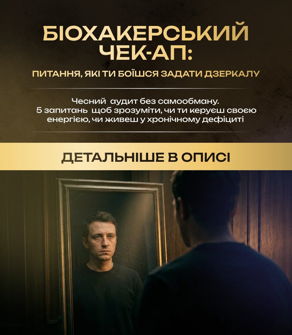 Біохакерський чек-ап: Питання, які ти боїшся задати дзеркалу 🪞

Зачини двері. Ви